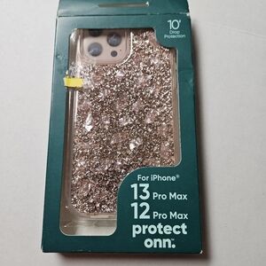 ONN Rose Gold Glitter Phone Case for iPhone 13/12 Pro Max‎